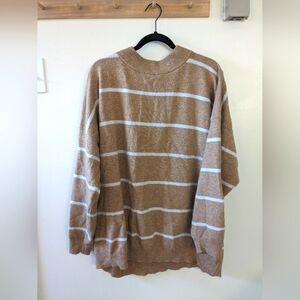 A New Day Neutral Striped Mock Neck Sweater, size XXL